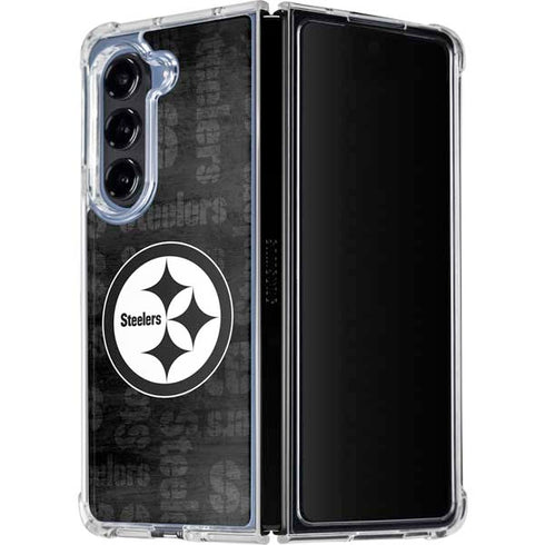 NFL Pittsburgh Steelers Black & White Galaxy Z Fold5 5G Clear Case