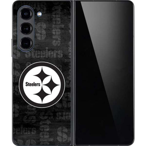 NFL Pittsburgh Steelers Black & White Galaxy Z Fold5 5G Skin