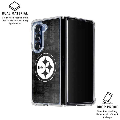 NFL Pittsburgh Steelers Black & White Galaxy Z Fold6 Clear Case