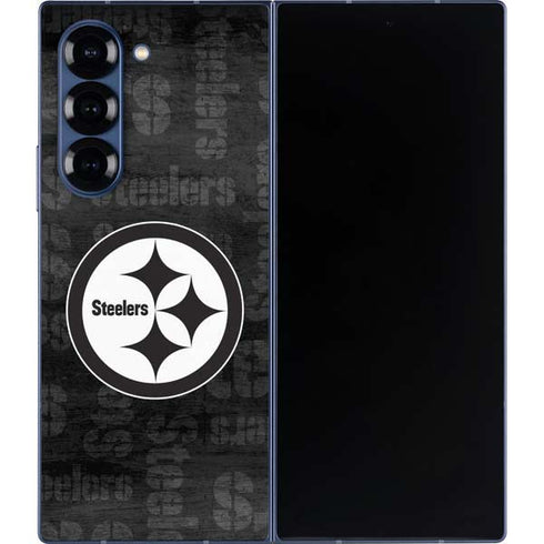 NFL Pittsburgh Steelers Black & White Galaxy Z Fold6 Skin