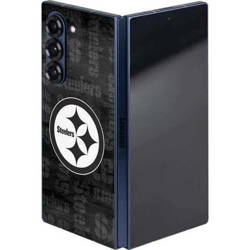 NFL Pittsburgh Steelers Black & White Galaxy Z Fold6 Skin