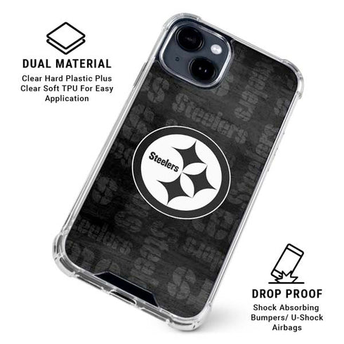 NFL Pittsburgh Steelers Black & White iPhone 15 Clear Case