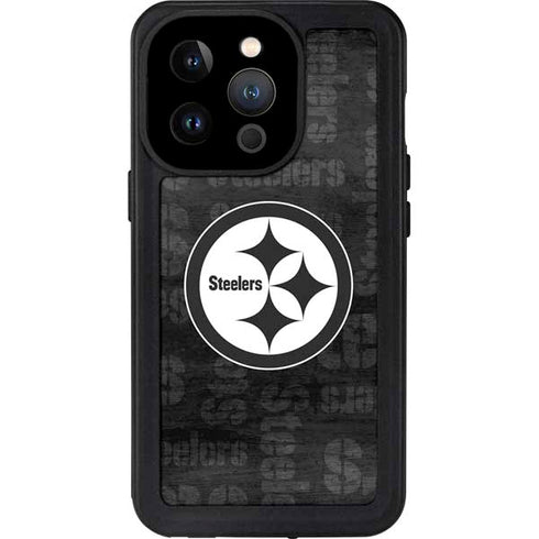 NFL Pittsburgh Steelers Black & White iPhone 15 Pro Waterproof Case