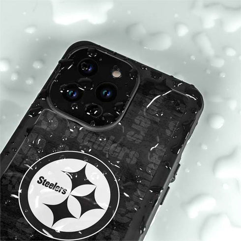 NFL Pittsburgh Steelers Black & White iPhone 15 Pro Waterproof Case