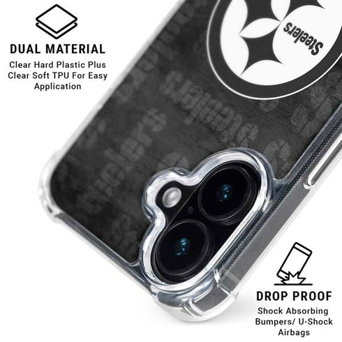 NFL Pittsburgh Steelers Black & White iPhone 16 Clear Case