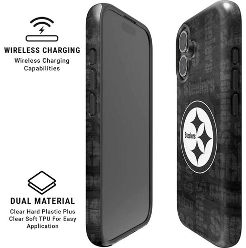 NFL Pittsburgh Steelers Black & White iPhone 16 Magsafe Impact Case