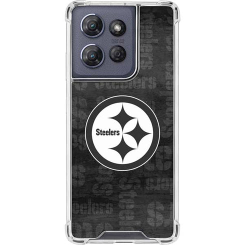 NFL Pittsburgh Steelers Black & White Moto G 5G (2025) Clear Case