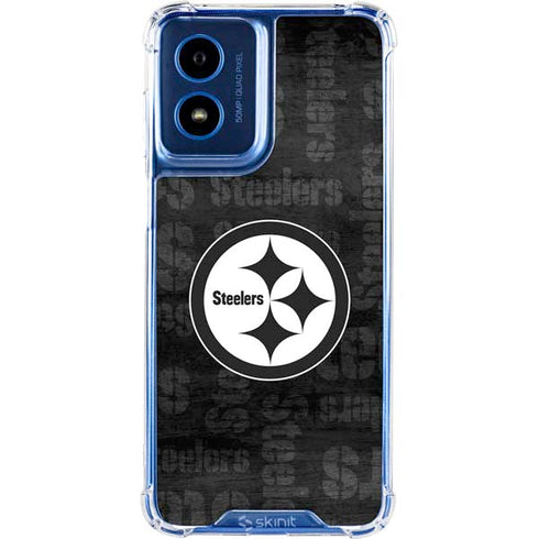 NFL Pittsburgh Steelers Black & White Moto G 5G (2024) Clear Case