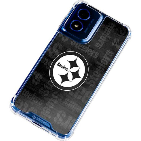 NFL Pittsburgh Steelers Black & White Moto G 5G (2024) Clear Case