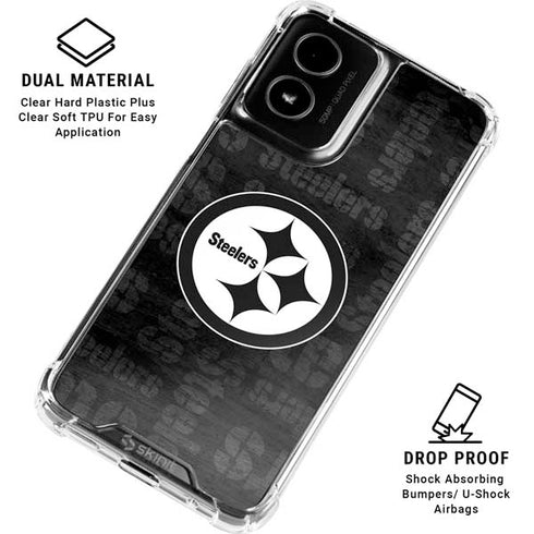 NFL Pittsburgh Steelers Black & White Moto G Power 5G (2024) Clear Case