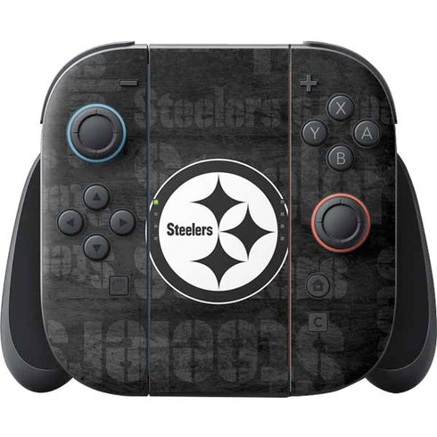 NFL Pittsburgh Steelers Black & White Nintendo Switch 2 (2025) Joy-Con Controller Skin