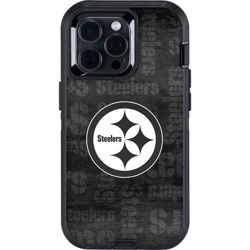 NFL Pittsburgh Steelers Black & White Otterbox Defender iPhone Skin