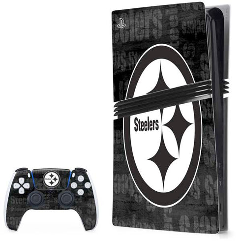 NFL Pittsburgh Steelers Black & White PS5 Pro Bundle Skin
