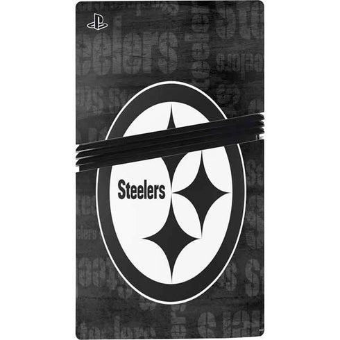 NFL Pittsburgh Steelers Black & White PS5 Pro Disk Bundle Skin