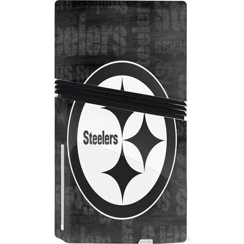 NFL Pittsburgh Steelers Black & White PS5 Pro Disk Bundle Skin
