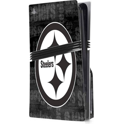 NFL Pittsburgh Steelers Black & White PS5 Pro Disk Console Skin