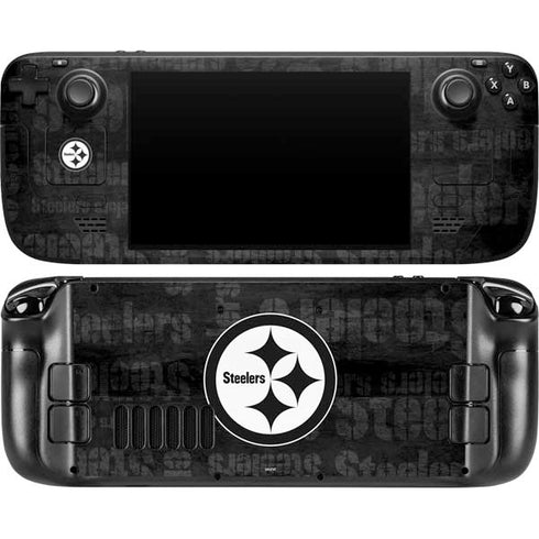 NFL Pittsburgh Steelers Black & White Steam Deck Handheld Gaming Computer OLED Skin