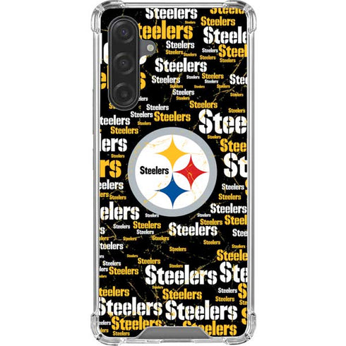 NFL Pittsburgh Steelers Black Blast Galaxy A17 Clear Case