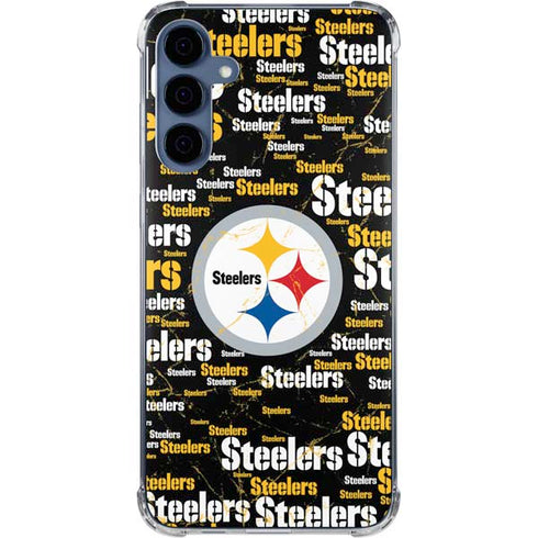 NFL Pittsburgh Steelers Black Blast Galaxy A55 5G Clear Case