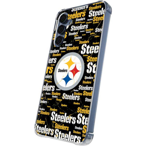 NFL Pittsburgh Steelers Black Blast Galaxy A55 5G Clear Case