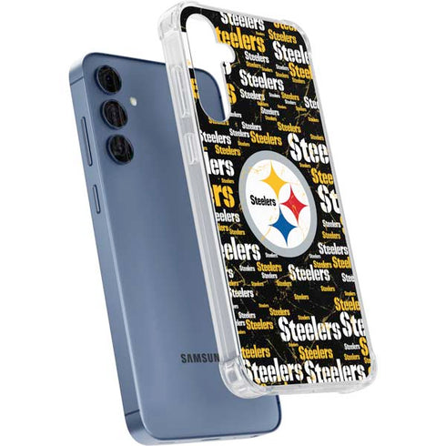 NFL Pittsburgh Steelers Black Blast Galaxy A55 5G Clear Case