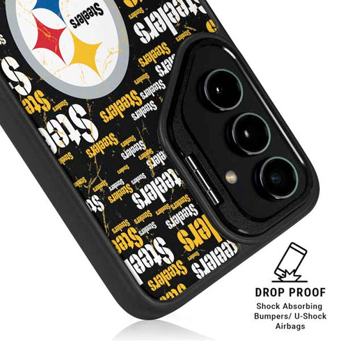 NFL Pittsburgh Steelers Black Blast Galaxy S24 FE Kickstand Case
