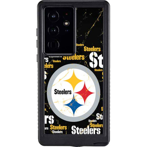 NFL Pittsburgh Steelers Black Blast Galaxy S24 Ultra Waterproof Case
