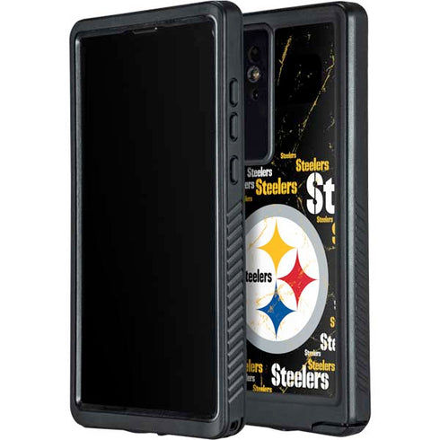 NFL Pittsburgh Steelers Black Blast Galaxy S24 Ultra Waterproof Case