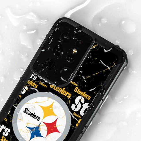 NFL Pittsburgh Steelers Black Blast Galaxy S24 Ultra Waterproof Case