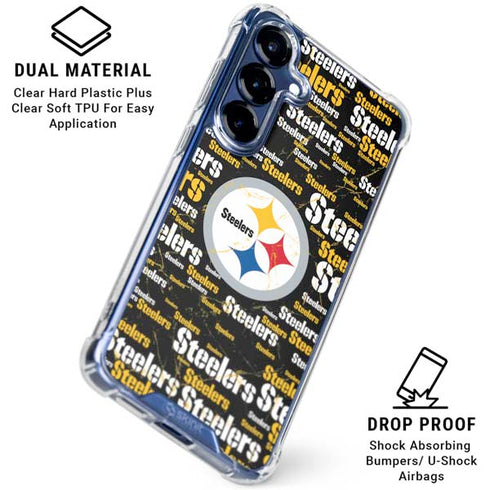 NFL Pittsburgh Steelers Black Blast Galaxy S25 Plus Clear Case