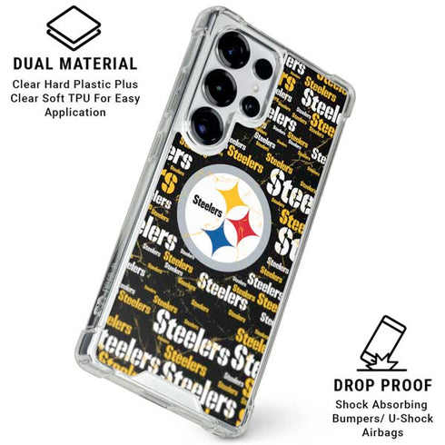 NFL Pittsburgh Steelers Black Blast Galaxy S25 Ultra Clear Case