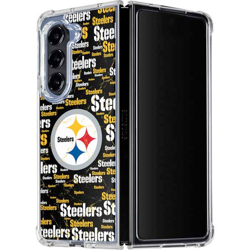 NFL Pittsburgh Steelers Black Blast Galaxy Z Fold5 5G Clear Case
