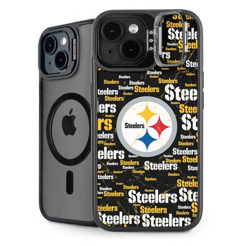 NFL Pittsburgh Steelers Black Blast iPhone 14 Kickstand Case