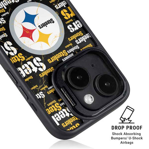 NFL Pittsburgh Steelers Black Blast iPhone 14 Kickstand Case