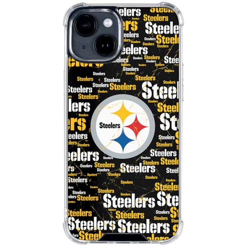 NFL Pittsburgh Steelers Black Blast iPhone 15 Clear Case
