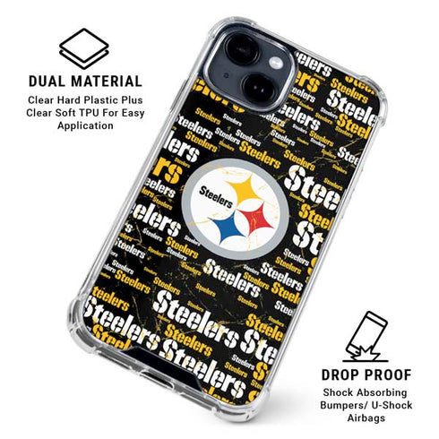 NFL Pittsburgh Steelers Black Blast iPhone 15 Clear Case