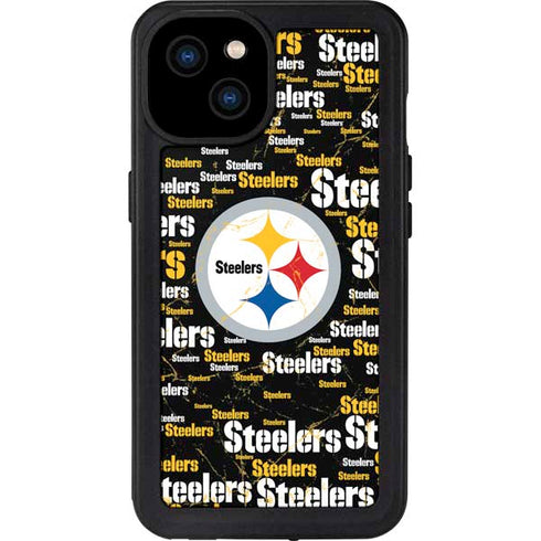 NFL Pittsburgh Steelers Black Blast iPhone 15 Plus Waterproof Case