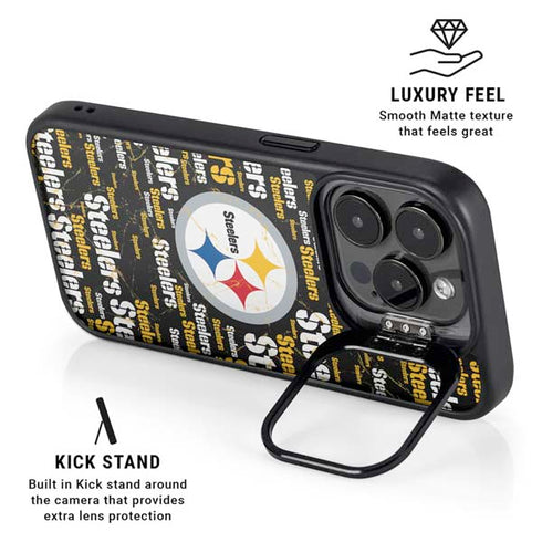 NFL Pittsburgh Steelers Black Blast iPhone 15 Pro Kickstand Case