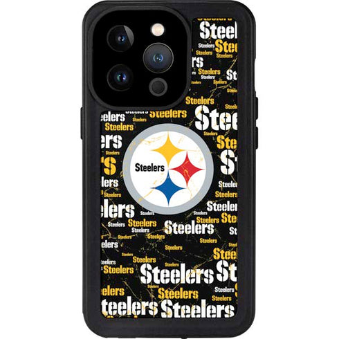 NFL Pittsburgh Steelers Black Blast iPhone 15 Pro Waterproof Case