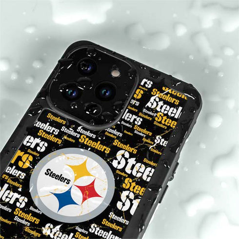 NFL Pittsburgh Steelers Black Blast iPhone 15 Pro Waterproof Case
