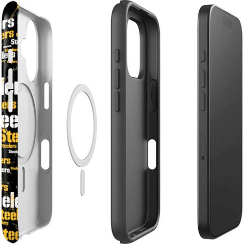 NFL Pittsburgh Steelers Black Blast iPhone 16 Plus Magsafe Impact Case