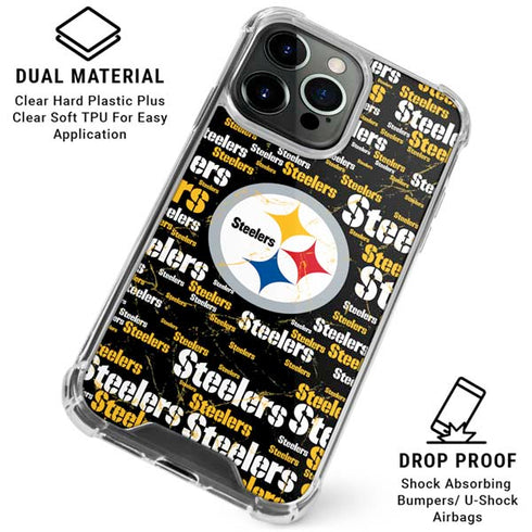 NFL Pittsburgh Steelers Black Blast iPhone 16 Pro Clear Case