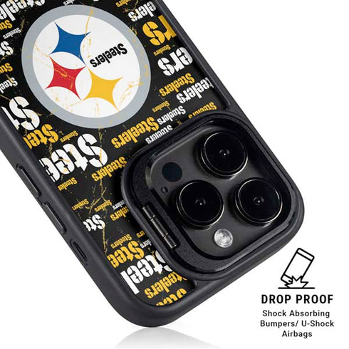 NFL Pittsburgh Steelers Black Blast iPhone 16 Pro Kickstand Case