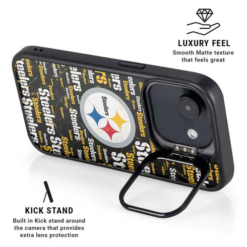 NFL Pittsburgh Steelers Black Blast iPhone 16e Kickstand Case