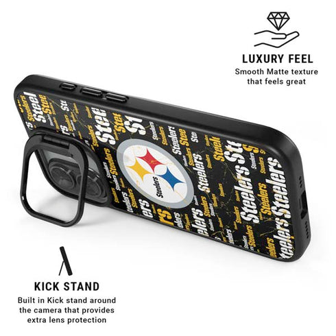 NFL Pittsburgh Steelers Black Blast iPhone 17 Kickstand Case