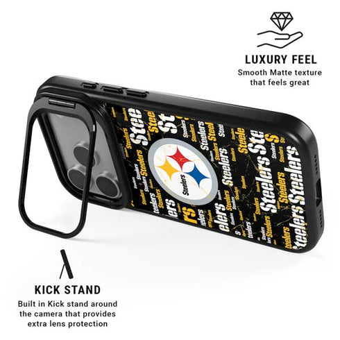 NFL Pittsburgh Steelers Black Blast iPhone 17 Pro Kickstand Case