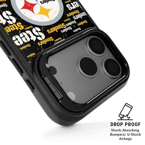 NFL Pittsburgh Steelers Black Blast iPhone 17 Pro Kickstand Case