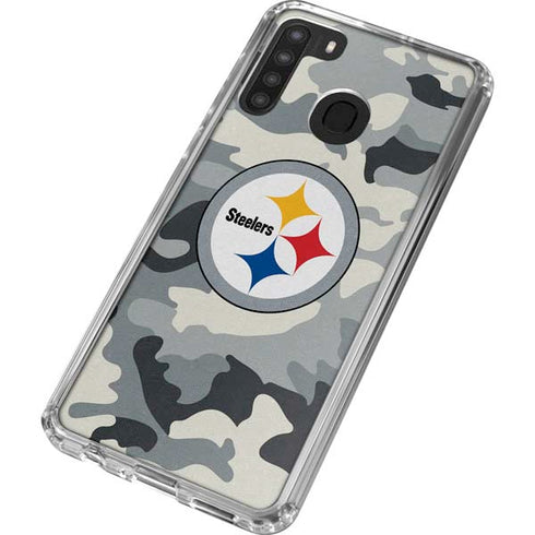 NFL Pittsburgh Steelers Camo Galaxy A21 Clear Case