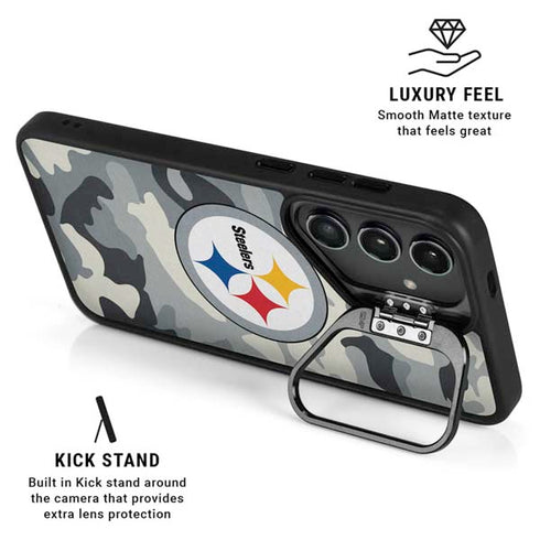 NFL Pittsburgh Steelers Camo Galaxy S24 Ultra Kickstand Case