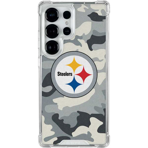 NFL Pittsburgh Steelers Camo Galaxy S25 Ultra Clear Case